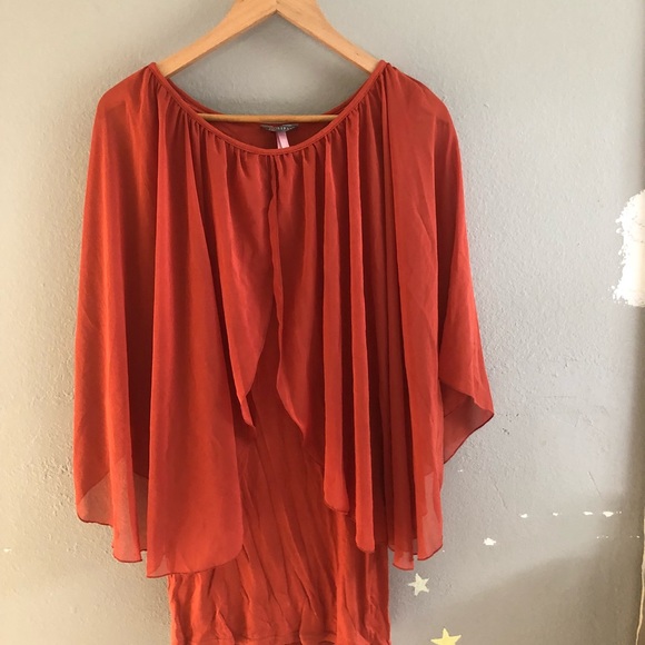 orange cape dress
